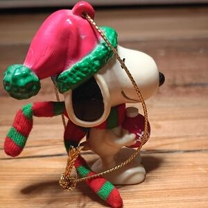 1990s Peanuts Snoopy Ornament with Red and Green Accents